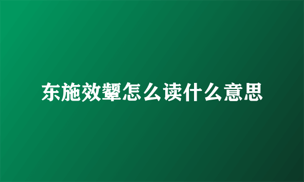 东施效颦怎么读什么意思