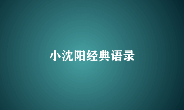 小沈阳经典语录