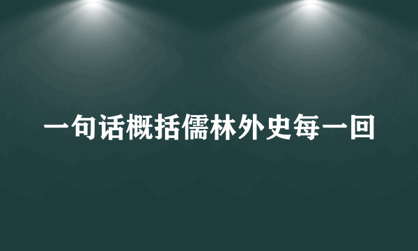 一句话概括儒林外史每一回