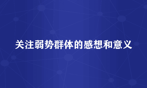 关注弱势群体的感想和意义