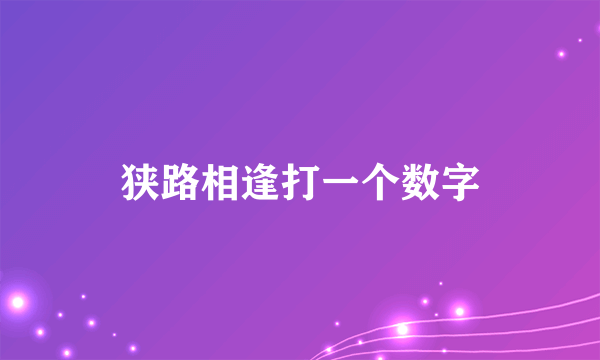 狭路相逢打一个数字