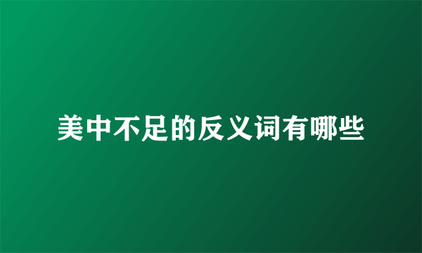 美中不足的反义词有哪些
