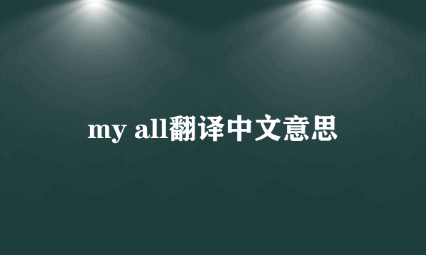 my all翻译中文意思