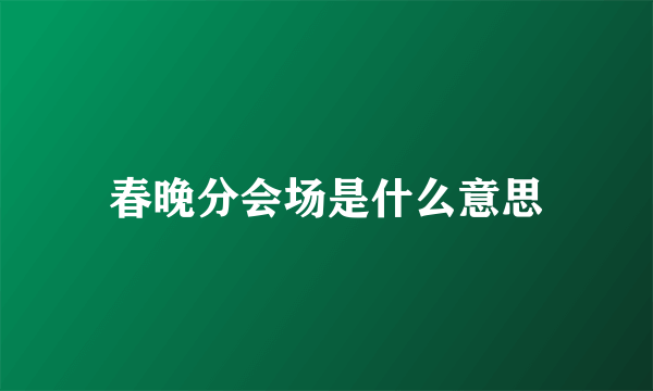 春晚分会场是什么意思