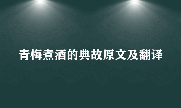 青梅煮酒的典故原文及翻译