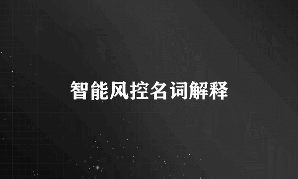 智能风控名词解释