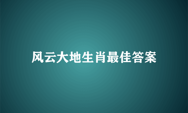 风云大地生肖最佳答案