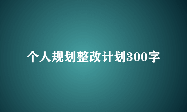 个人规划整改计划300字