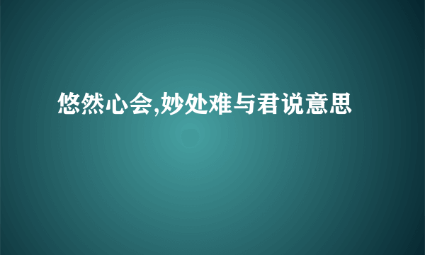 悠然心会,妙处难与君说意思