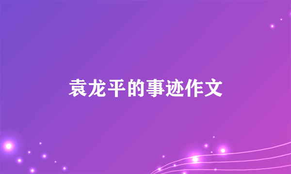 袁龙平的事迹作文