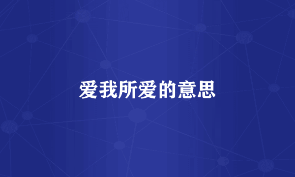 爱我所爱的意思