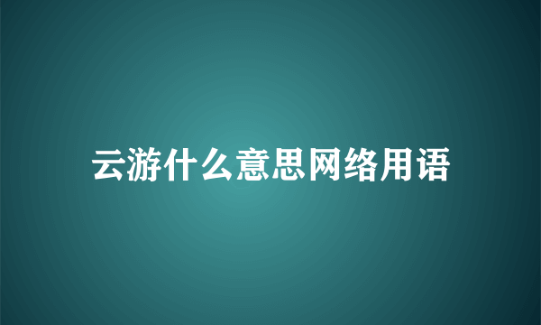 云游什么意思网络用语
