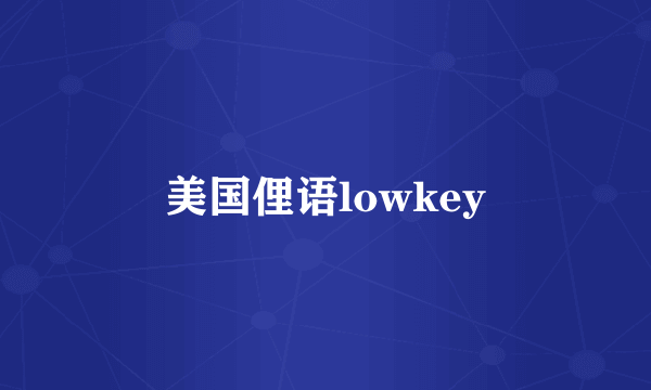 美国俚语lowkey