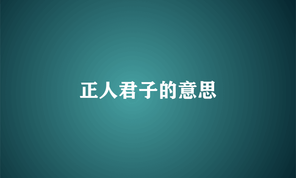 正人君子的意思