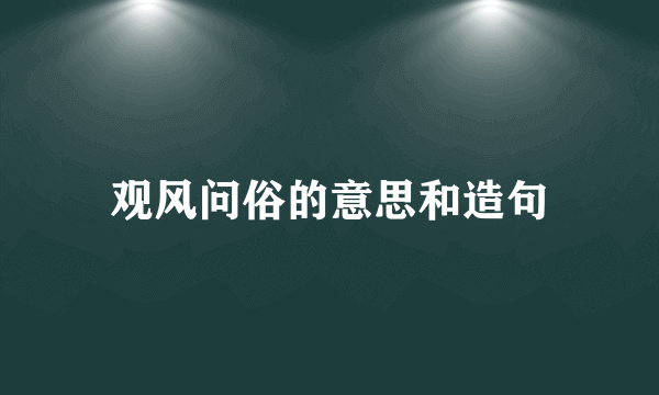 观风问俗的意思和造句