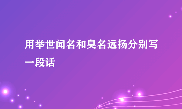 用举世闻名和臭名远扬分别写一段话