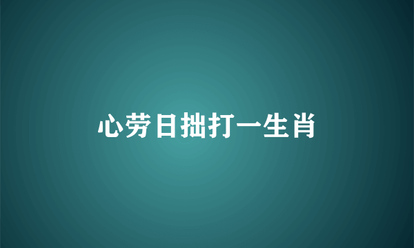 心劳日拙打一生肖