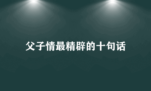 父子情最精辟的十句话