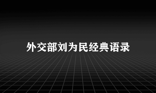 外交部刘为民经典语录