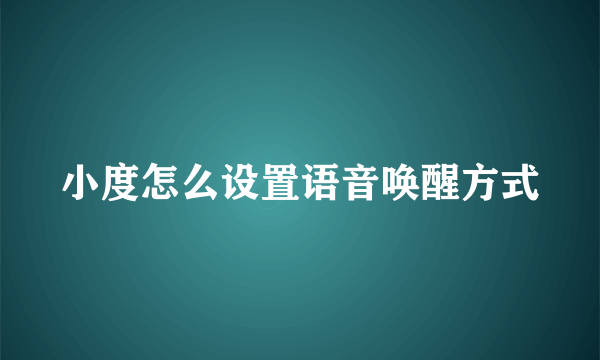小度怎么设置语音唤醒方式