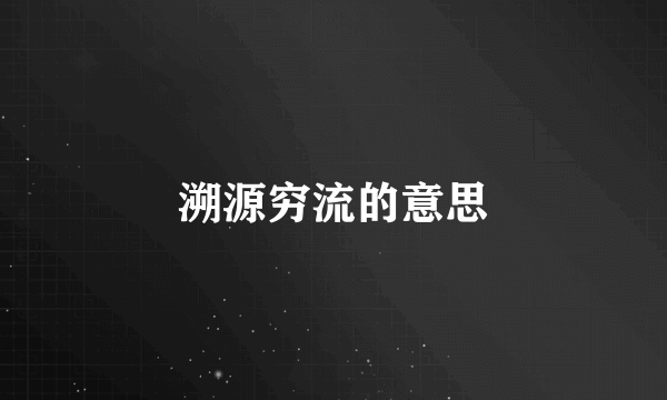 溯源穷流的意思