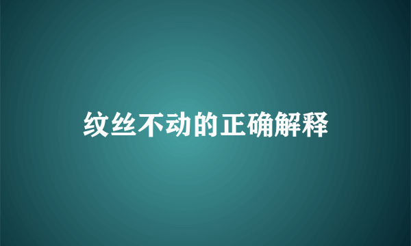 纹丝不动的正确解释