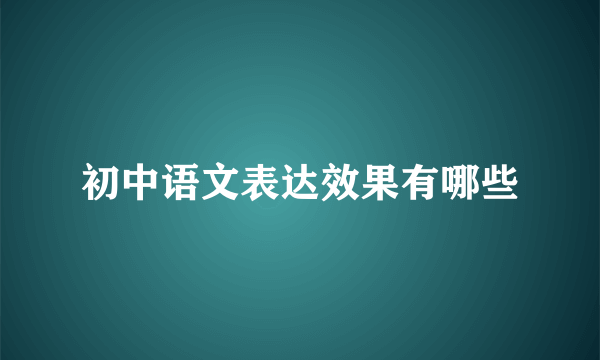 初中语文表达效果有哪些