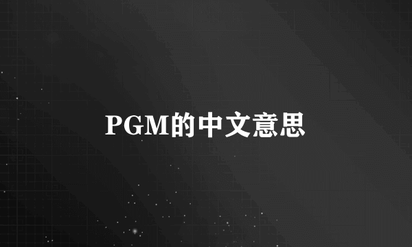 PGM的中文意思