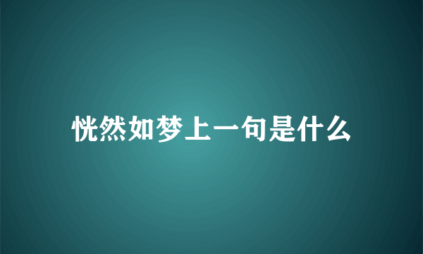恍然如梦上一句是什么