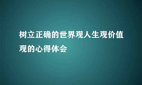 树立正确的世界观人生观价值观的心得体会