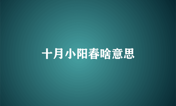 十月小阳春啥意思