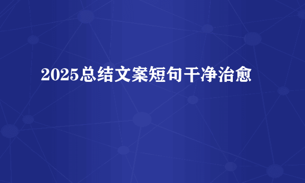 2025总结文案短句干净治愈