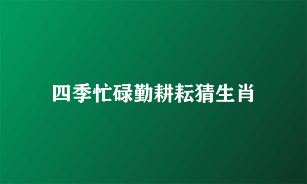 四季忙碌勤耕耘猜生肖