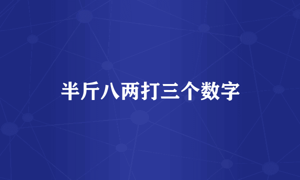 半斤八两打三个数字