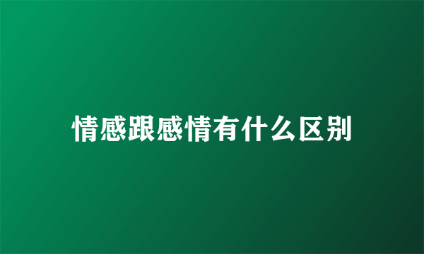 情感跟感情有什么区别