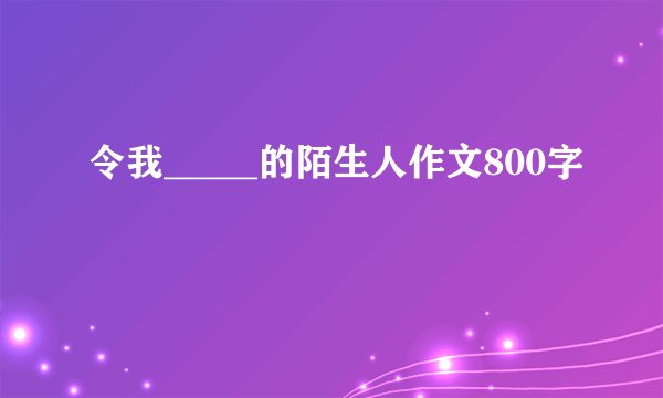 令我_____的陌生人作文800字
