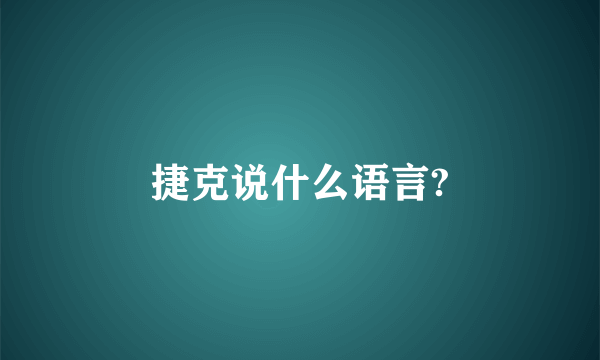 捷克说什么语言?
