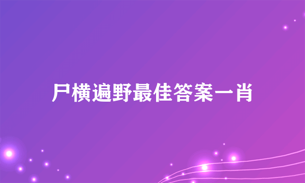 尸横遍野最佳答案一肖