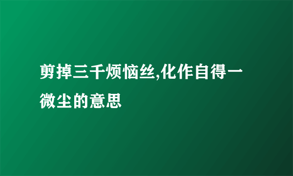 剪掉三千烦恼丝,化作自得一微尘的意思