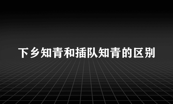 下乡知青和插队知青的区别