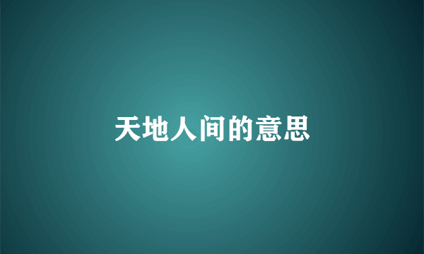 天地人间的意思