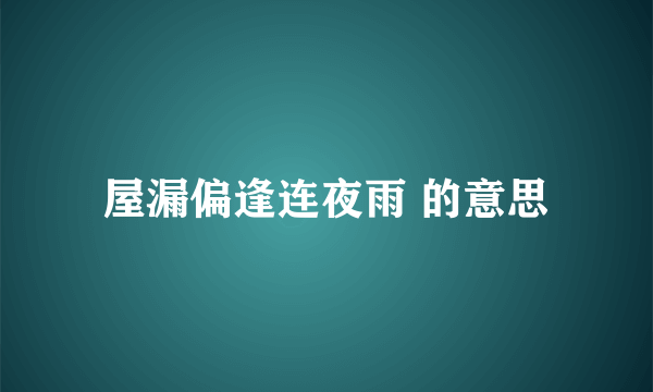 屋漏偏逢连夜雨 的意思