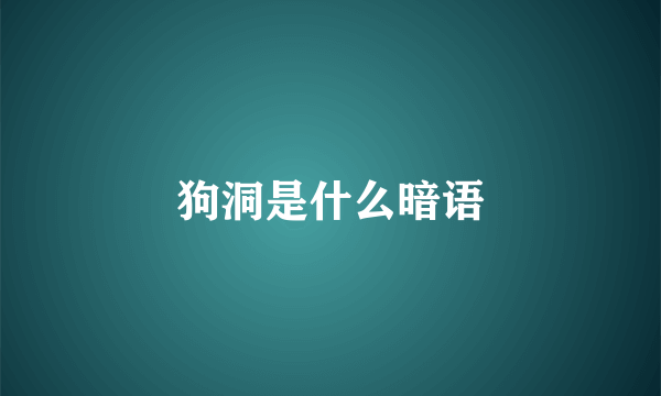 狗洞是什么暗语