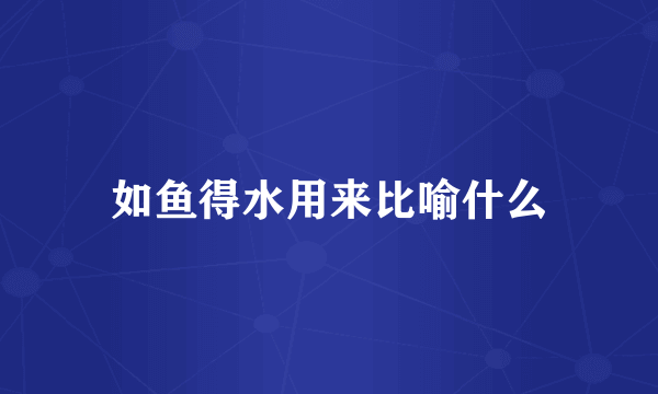 如鱼得水用来比喻什么