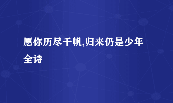 愿你历尽千帆,归来仍是少年全诗