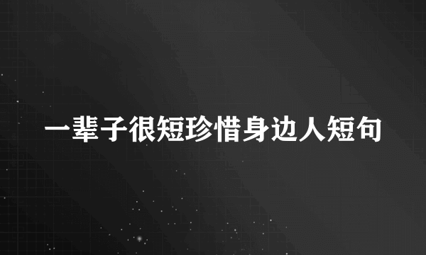 一辈子很短珍惜身边人短句