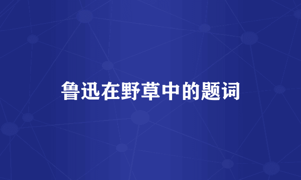 鲁迅在野草中的题词