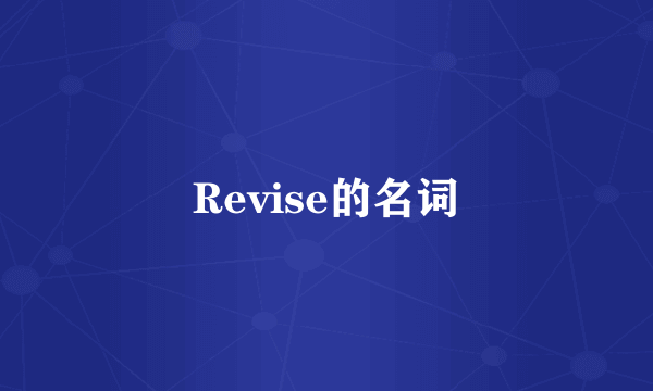 Revise的名词