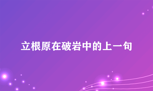 立根原在破岩中的上一句