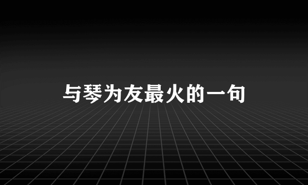 与琴为友最火的一句